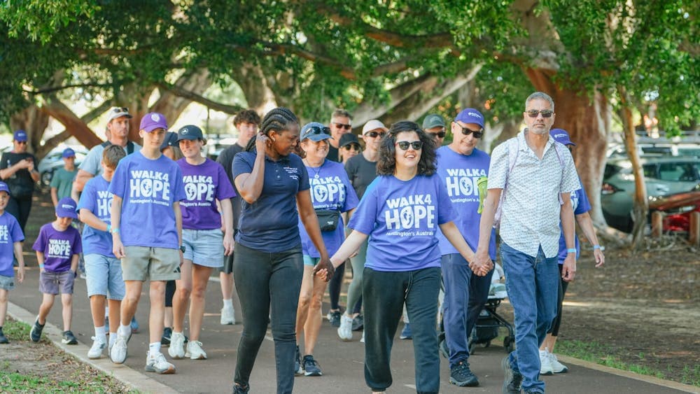 group walking on path