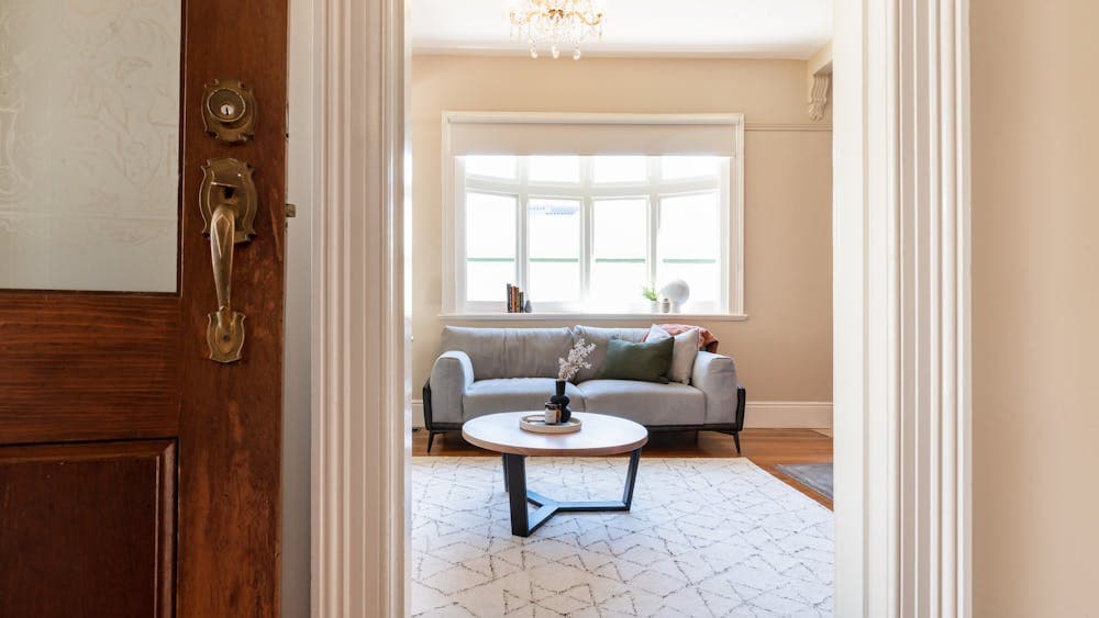 Hallway leading to bedroom at Gorgeous on Galvin holiday home