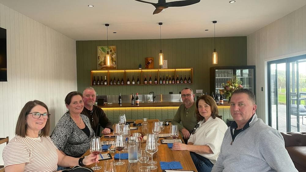Russell and Suitor Cellar door customers