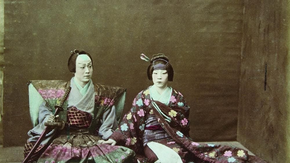 Felice Beato, Senior Official with his Wife, about 1870, albumen silver photograph, hand tinted