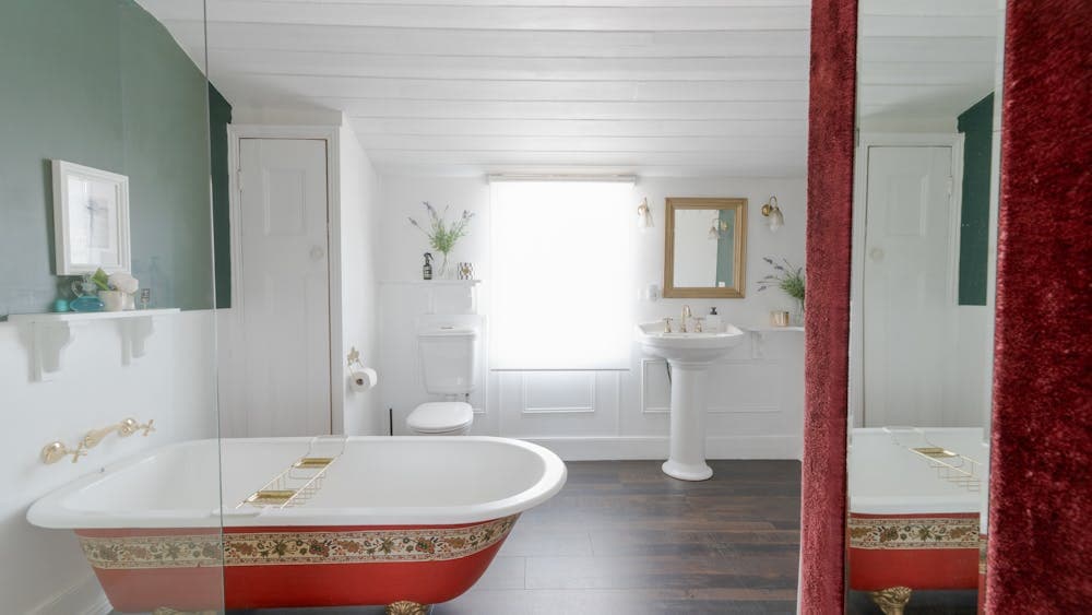 Scottish Cottage bathroom featuring claw foot bath