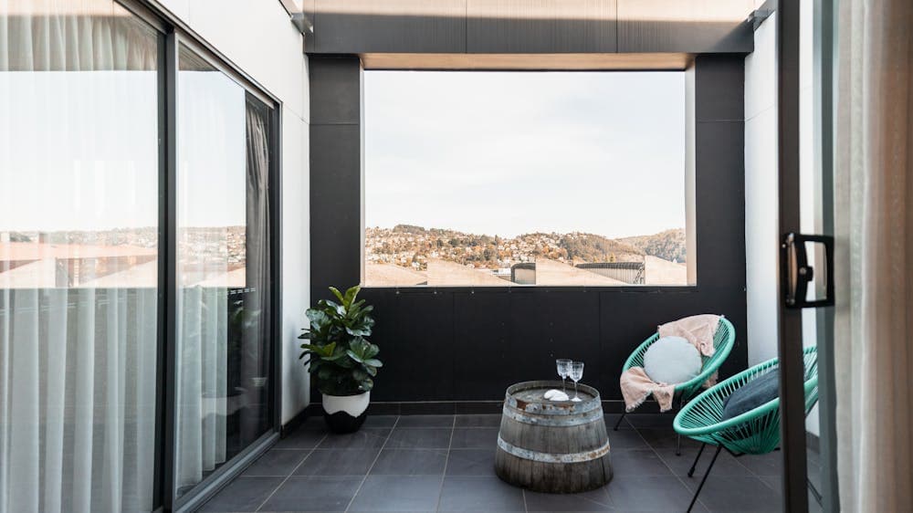 Deck area overlooking the city