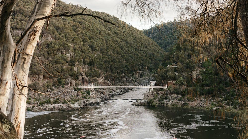 Suspension bridge over South Esk River at Cataract Gorge, Tasmania