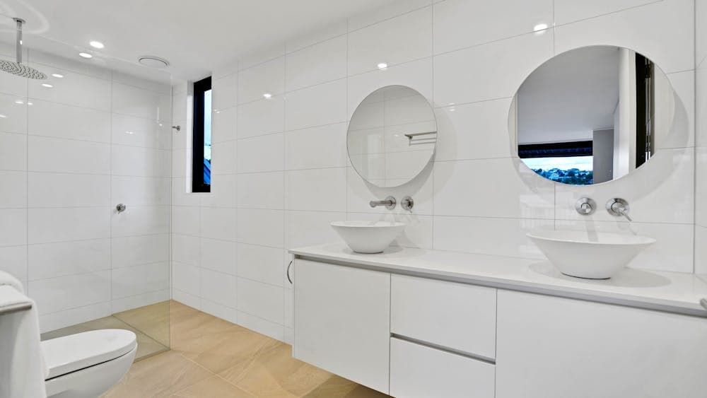 Two large bathrooms.
