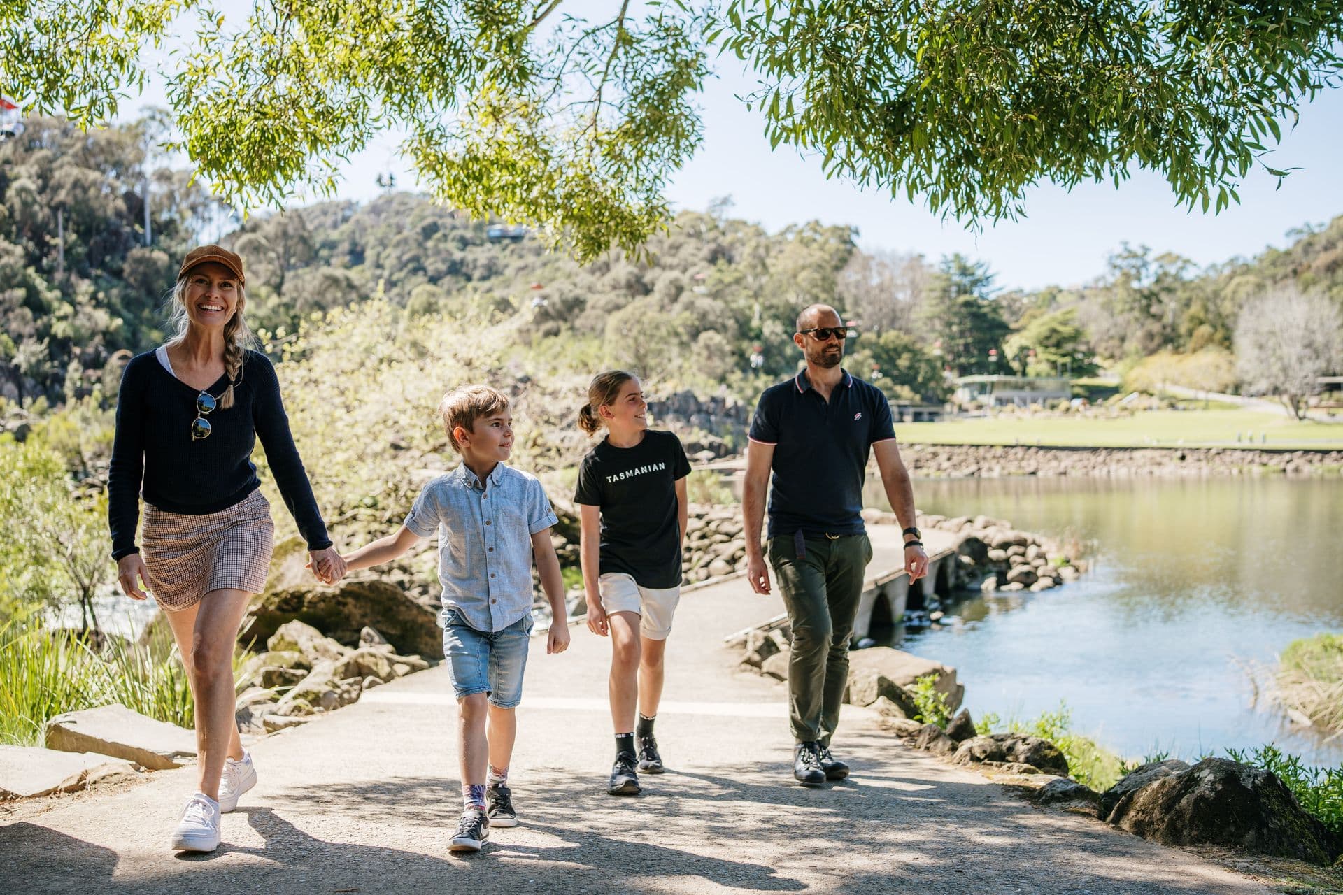 family in cataract gorge