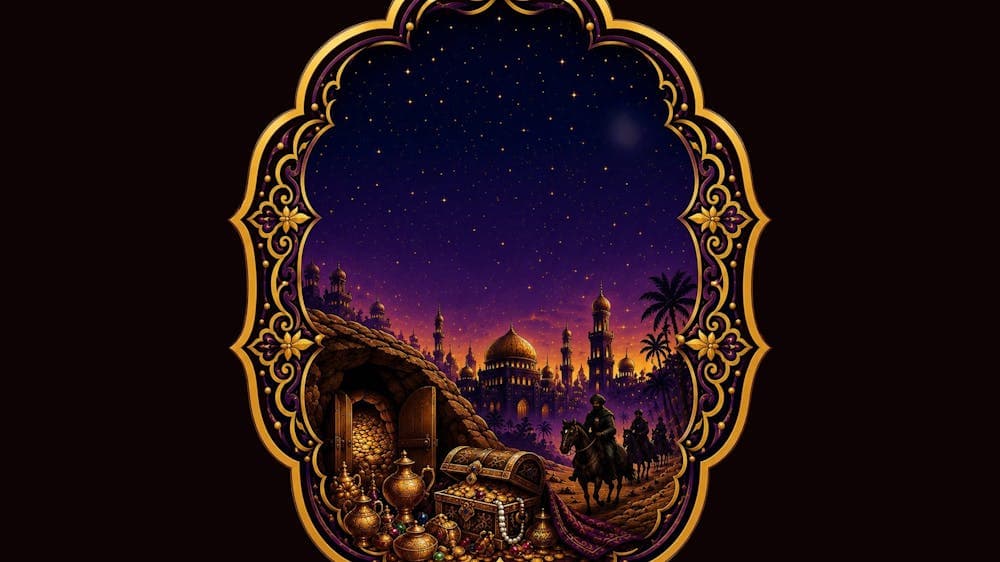 Arabian scene on a black background